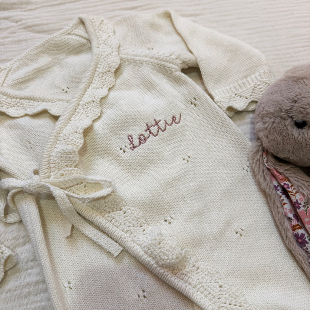 Personalised Knitted Baby Romper | Custom Embroidery