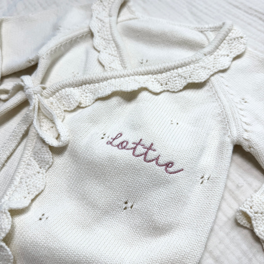 Personalised Knitted Baby Romper | Custom Embroidery