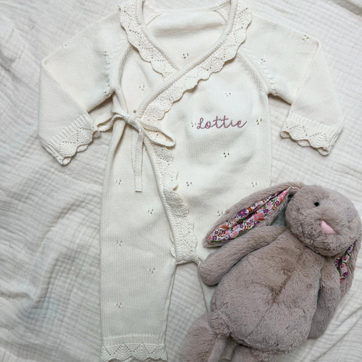 Personalised Knitted Baby Romper | Custom Embroidery