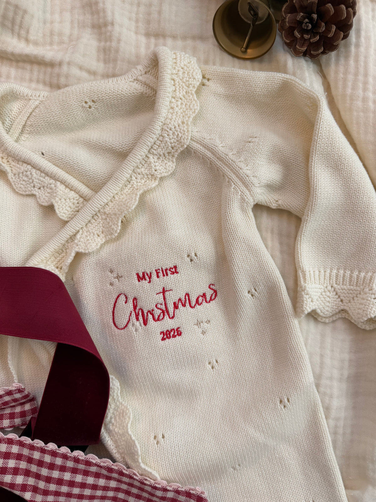 My First Christmas & Personalised Knitted Rompers