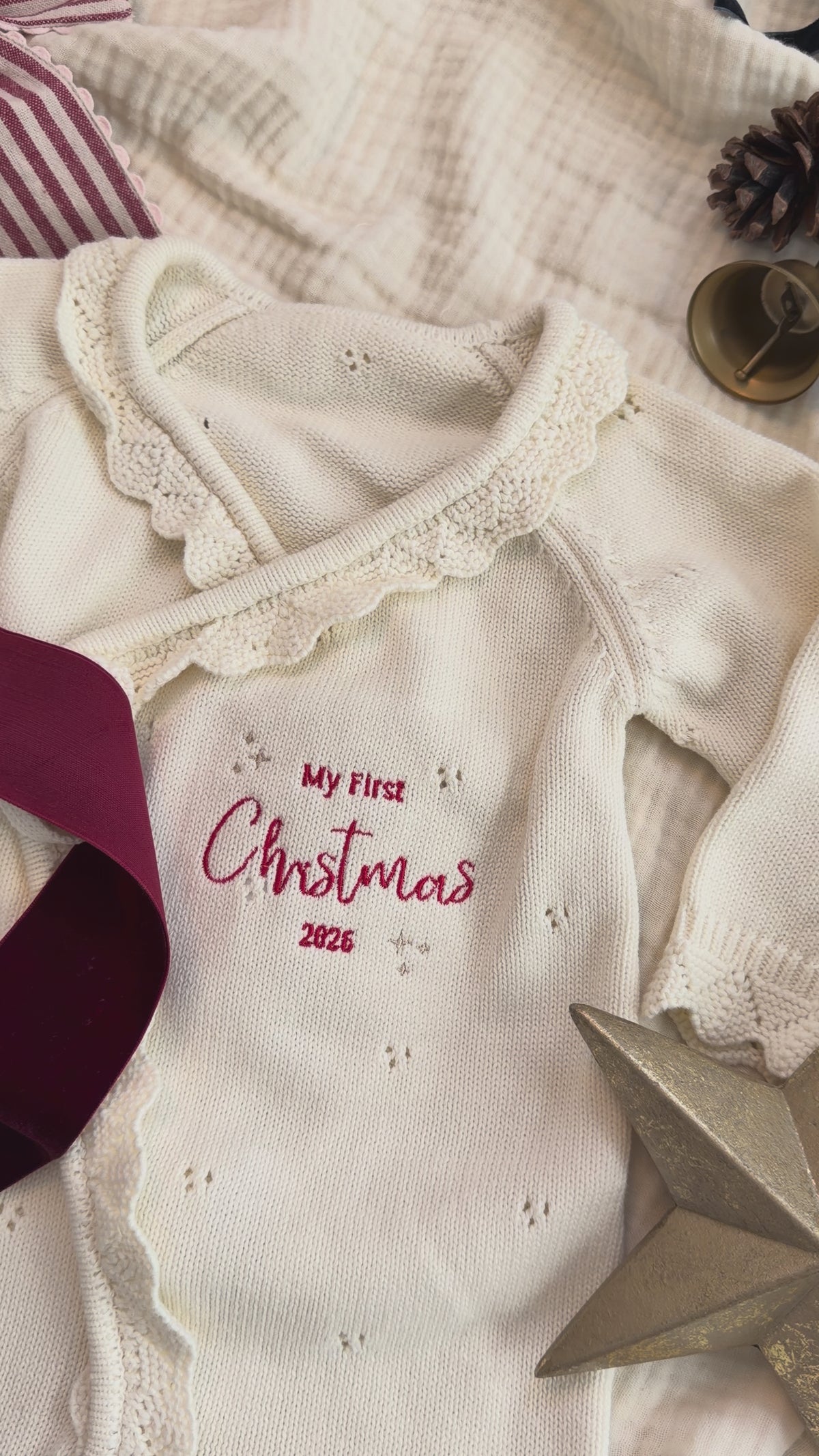 My First Christmas & Personalised Knitted Rompers